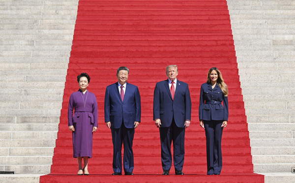 习近平夫妇同川普夫妇茶叙,高清大图